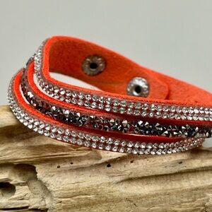 Orange Crystal Wrap Bracelet